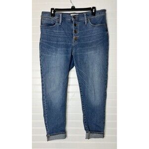 Madewell 9” Mid-Rise Skinny Crop Jeans Size 32 Button Fly